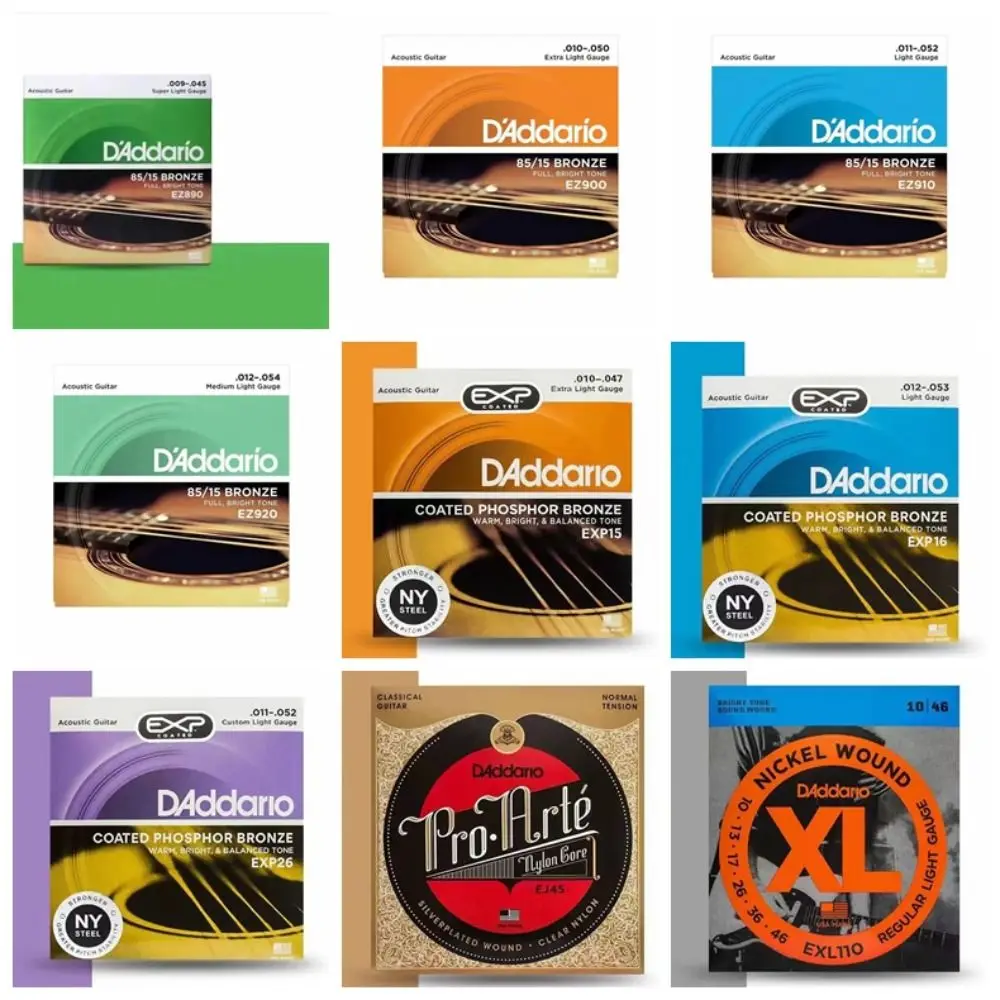 1Set EZ Daddario Guitar Strings EXP EXL Acoustic Guitar Strings Bronze Good Sound Electric Guitar Strings 6 Strings Guitar