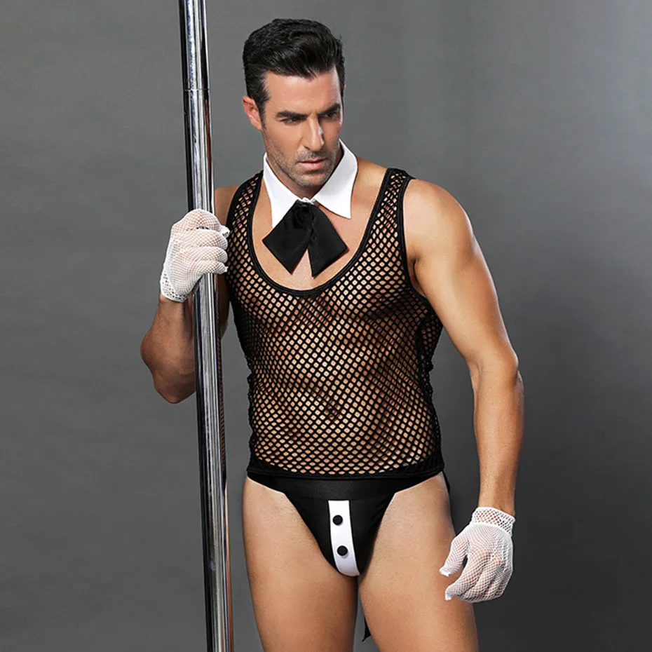 JSY Waiter Uniform Cosplay Lingerie Men's Underwear Set Erotic Costumes Role Play Outfits
