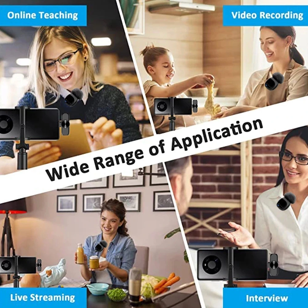 New R8 Wireless Lavalier Microphone Mic for Iphone Android Bluetooth Noise Reduction Recording Karaoke Live Radio Microphone