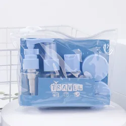 Compact 7 - Piece Travel Toiletry Bottle Set - Refillable, Leakproof, and Lightweight Containers (Blue)