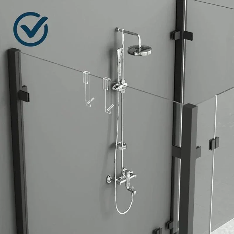 Shower Door Hooks 7-inch Clear Acrylic Extended Over Door Hooks for Bathroom 0.47-in Frameless Glass Door Tool Free Shower Towl 6
