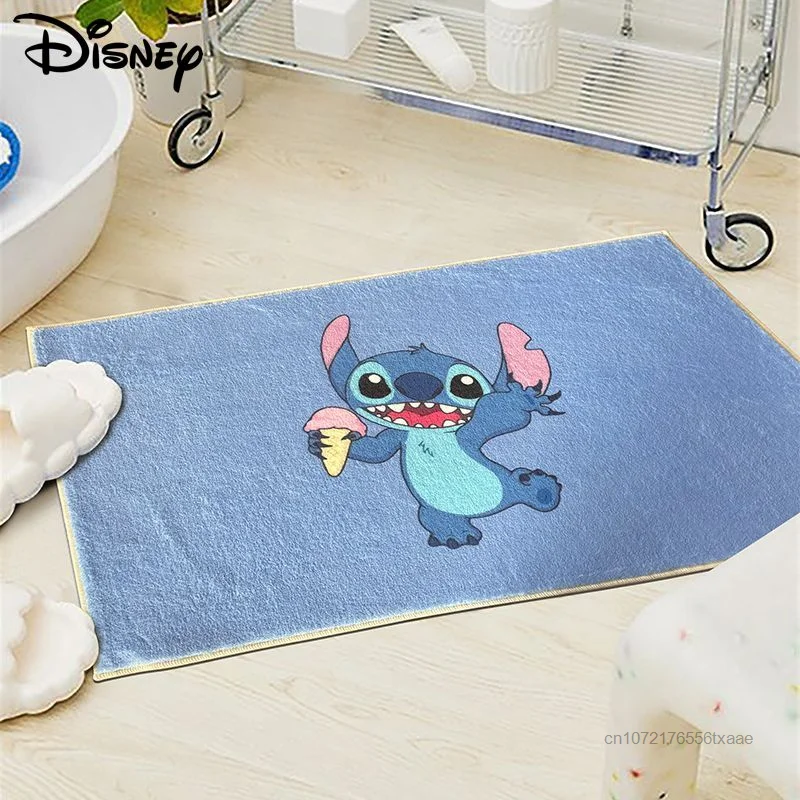 Disney Cartoon Stitch Rug Household Anti Slip Water Absorbing Small Carpets  Kitchen Door Toilet Floor Mat Cute Pile Rugs Decor