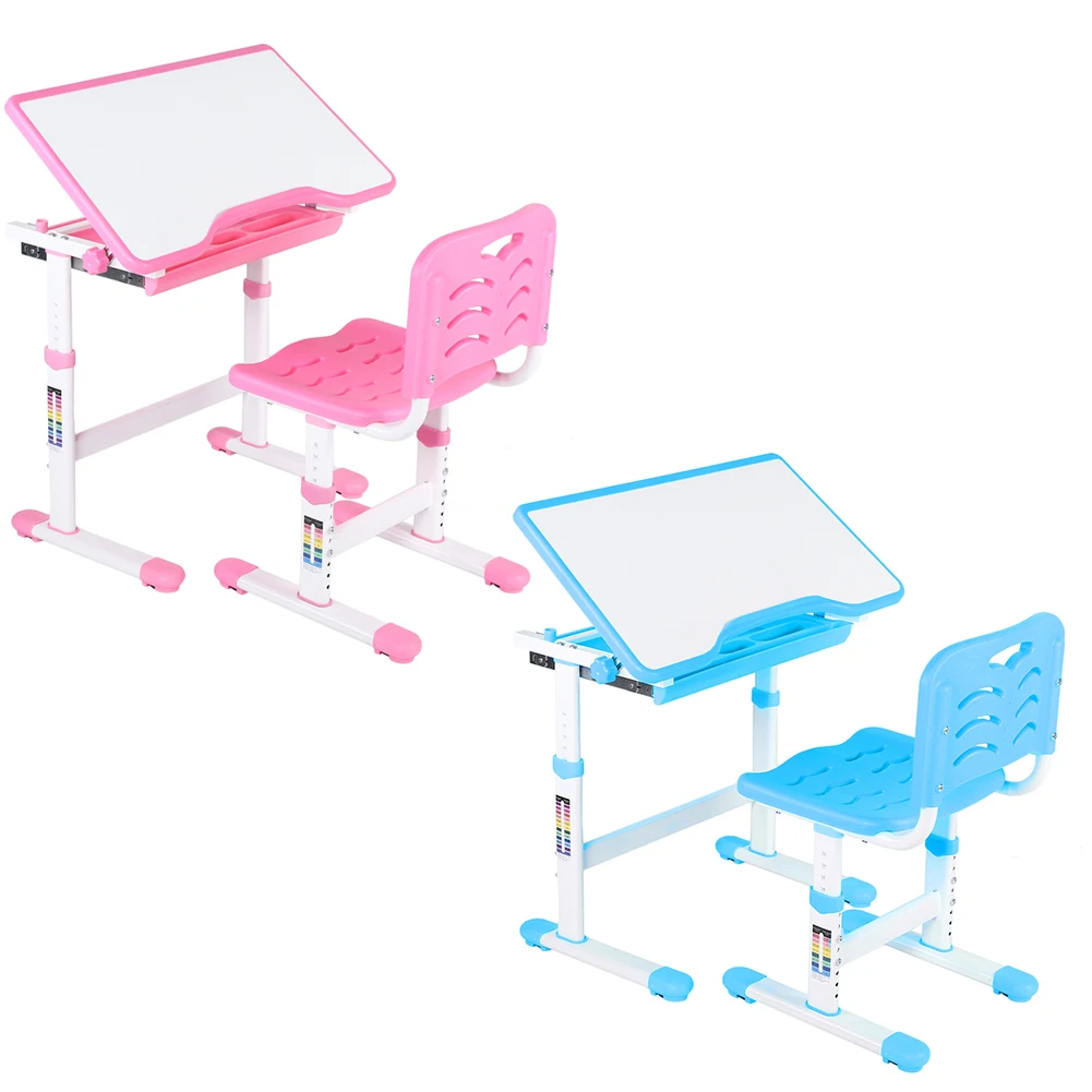Adjustable Kids Study Homework Desk Chair Children Activity Art Table Set(Blue)
