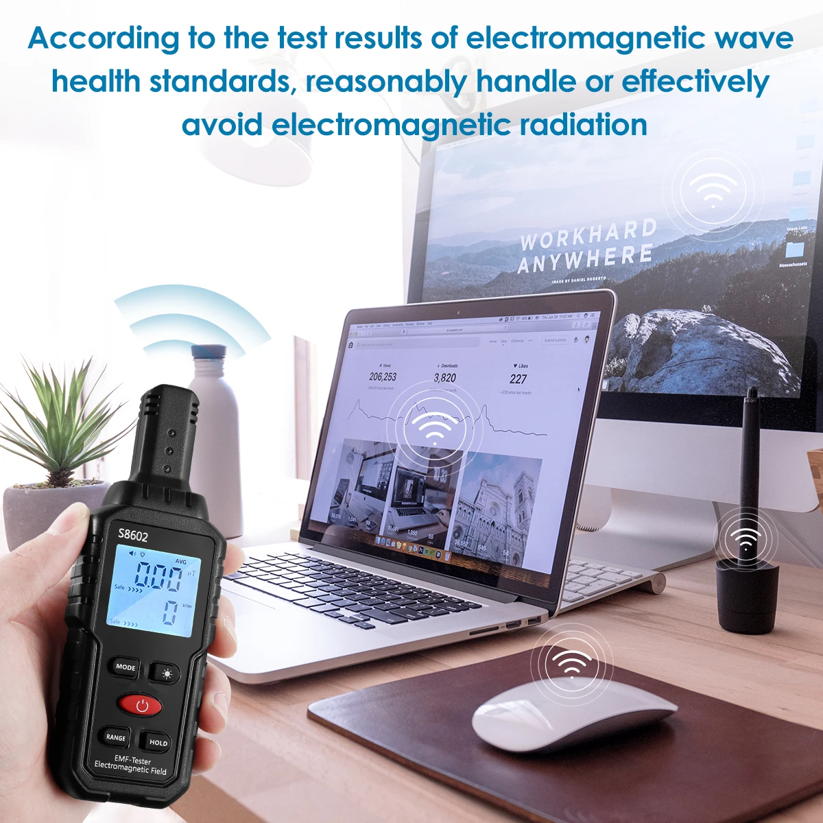Electromagnetic Radiation Detector 3 in 1 Handheld EMF Reader EMF Meter with Sound Light Alarm Digital LCD for Home Professional