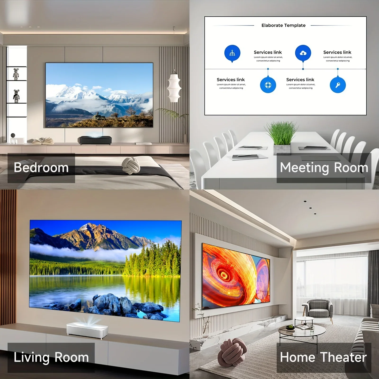 Schermo per proiettore portatile 3D da 30-120 pollici Proiezione pieghevole 16:9 Home Cinema House Indoor Outdoor 4K HD 1080P Rifiuta della luce piatta - immagine 4