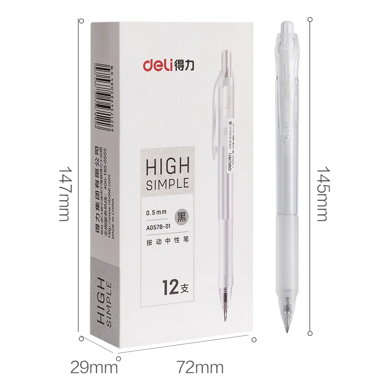 Deli 12pcs Retractable Gel Pens 0.5mm Black Ink Click Pen with Pen Clip Smooth Writing School Pens Push-button Writing Pens 5