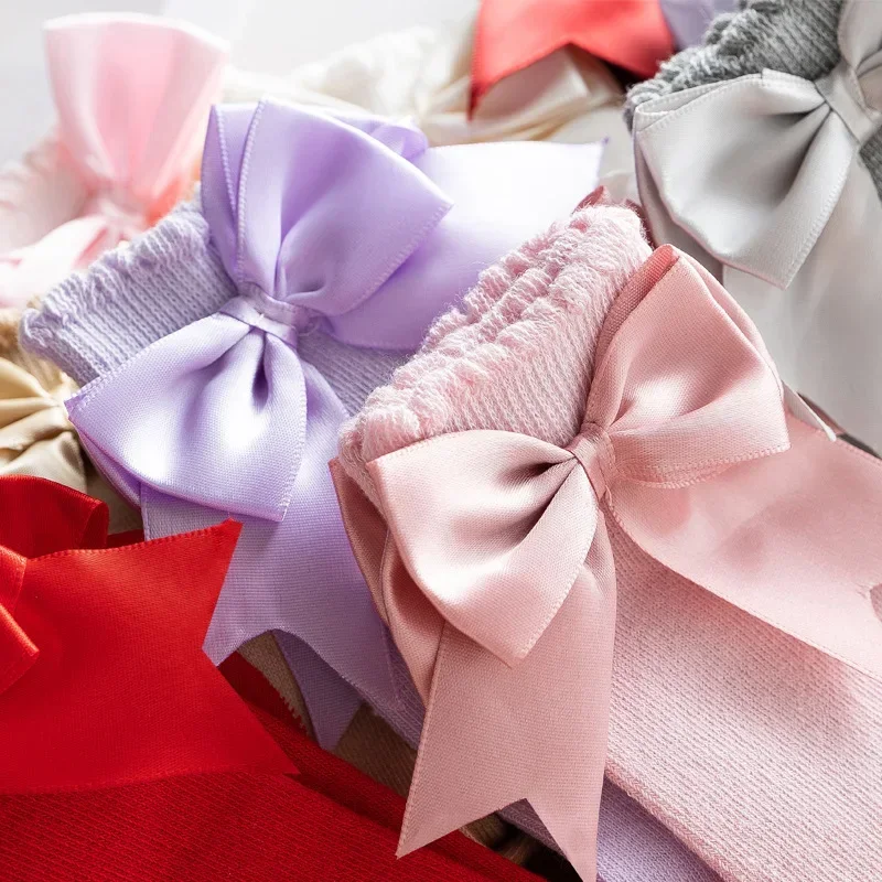 Kids Knee High Cotton Socks For 0-5Years Baby Girls Big Bow Soft Toddlers Princess Children cotton socks,kids socks,baby socks,girls socks