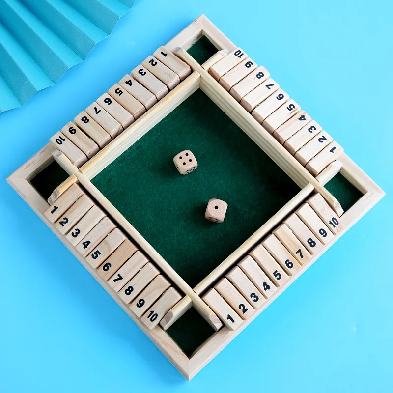 Box Dice Game 2-4 Players Classic Board Game for Adults Wooden Tabletop Game with Dices and InstructionMath Strategy Game 3