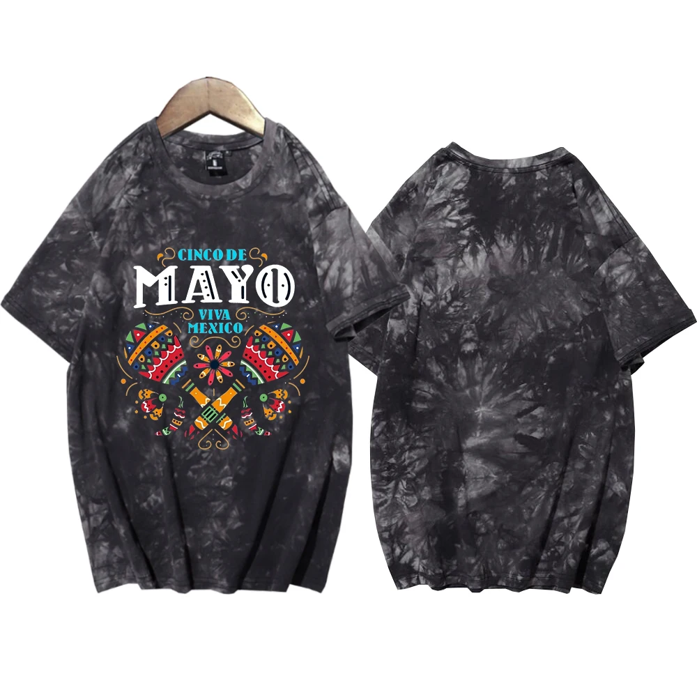 

Cinco De Mayo VIVA Mexico Tie Dye Shirts Unisex Round Neck Short Sleeve Tee Fans Gift