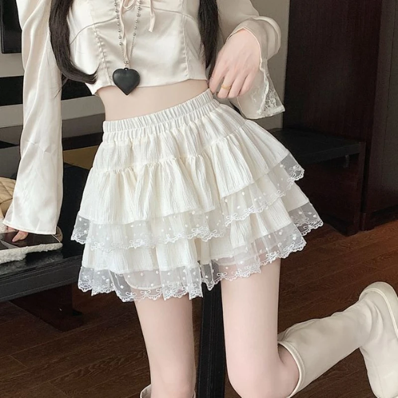 Zjaiss 2026 Summer Women's Ballet Style Mini Layered Skirts High Waist Fluffy A-Line Skort with Liner Slimming for Petite 3