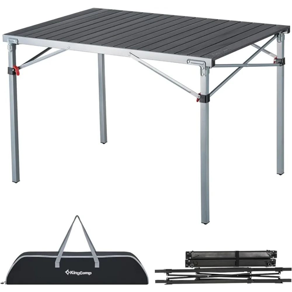 

Aluminum Folding Lightweight Roll Portable Stable Table for Camping Picnic Barbecue Backyard Party, Indoor&Outdoor, Silver Black