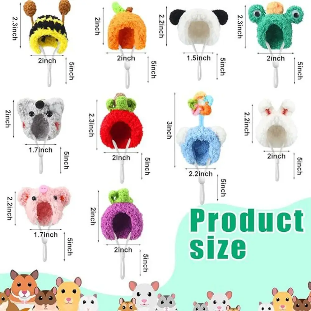 Handmade Crochet Pet Wool Hat Hamster Golden Silk Bear Plush Cute Little Hat Photo Props for Mini Pet Supplies 6