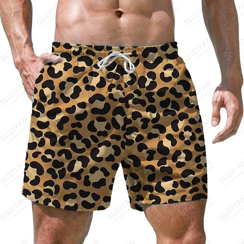 

Men's Leopard Print Beach Shorts 3d Print Casual Party Clothes Board Shorts Harajuku Breathable Swimsuit Homme Oversized Clothes