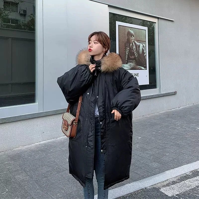 Winter Down Padded Coat Female Korean Version Loos All-match Padded Jacket 2022 Cotton Jacket Mid-length Winter Coat Solid Color