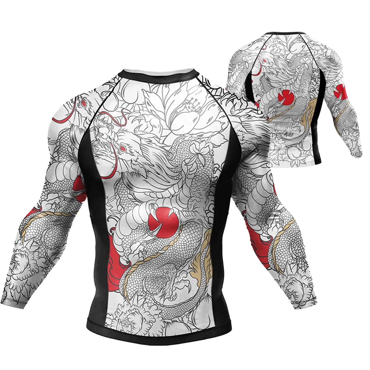 T-shirt Brazilian Jiu Jitsu Et Dragon - Pour Entraînement NoGi, Gi, Grappling - Unisexe, Coupe Classique - Cadeau BJJ, MMA, Arts Martiaux