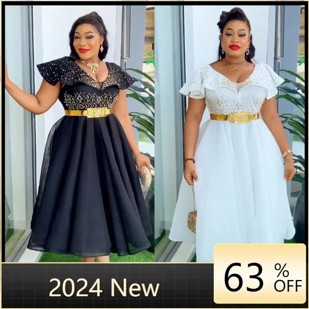 

Elegant Plus Size African Wedding Party Dresses for Women 2024 Dashiki Ankara Evening Gown Fashion Outfit Robe Africa Clothes