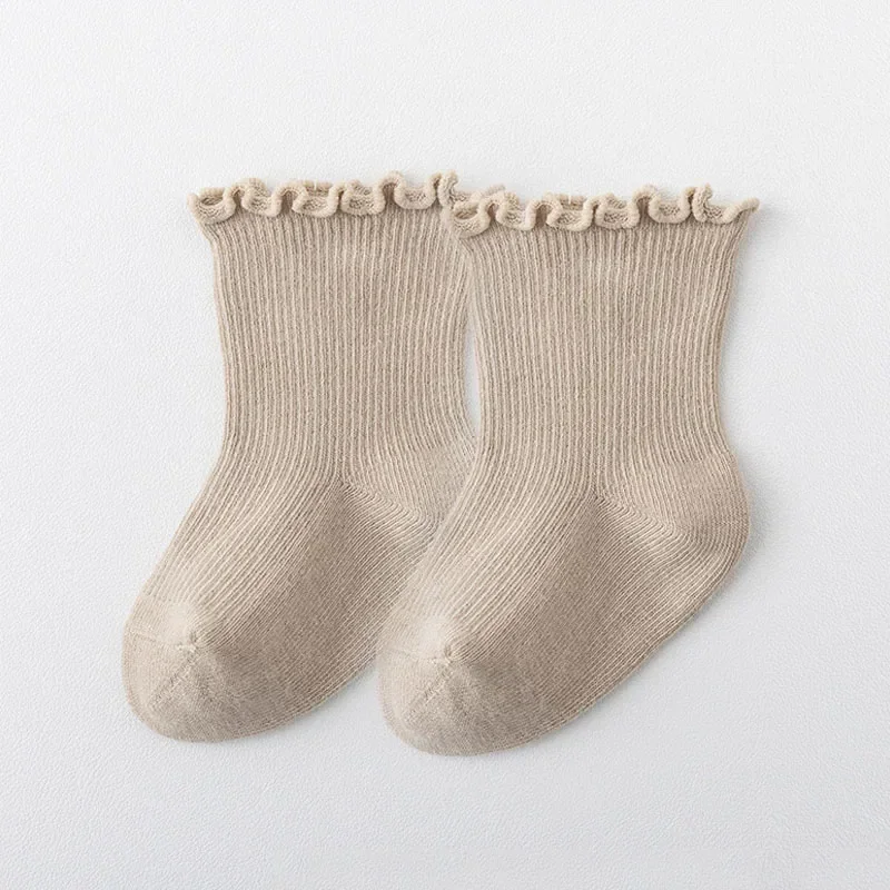 5Pair/lot New Boys and Girls Retro Solid Color Baby Socks  Milk Tea Color Toddler Casual Knitted Children Socks for 1-3Y