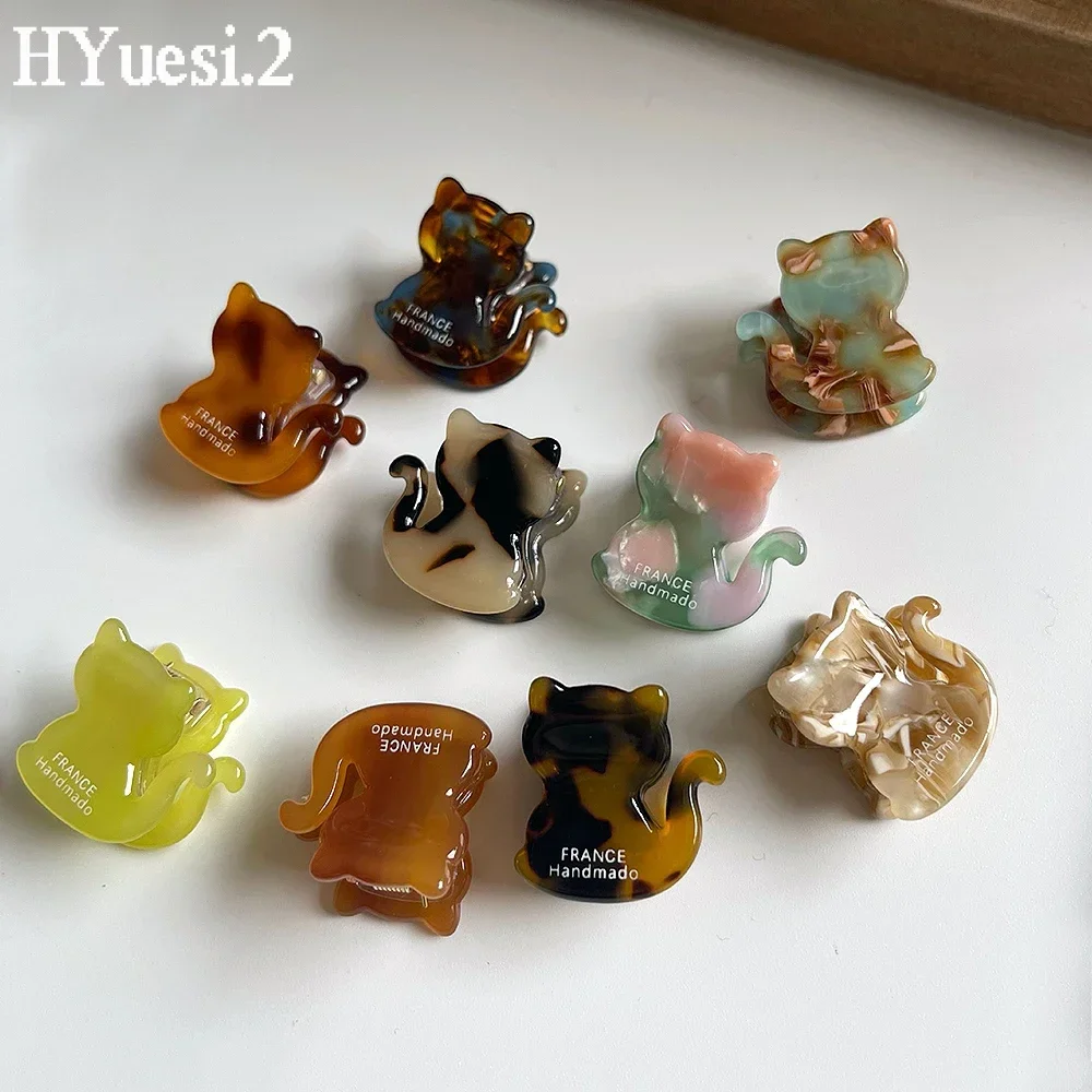 

Colorful Mini Leopard Print Cat Hair Claws Non-Slip Retro Acetate Cartoon Animal Kitty Hair Crab Clip For Girls Ponytail Holder