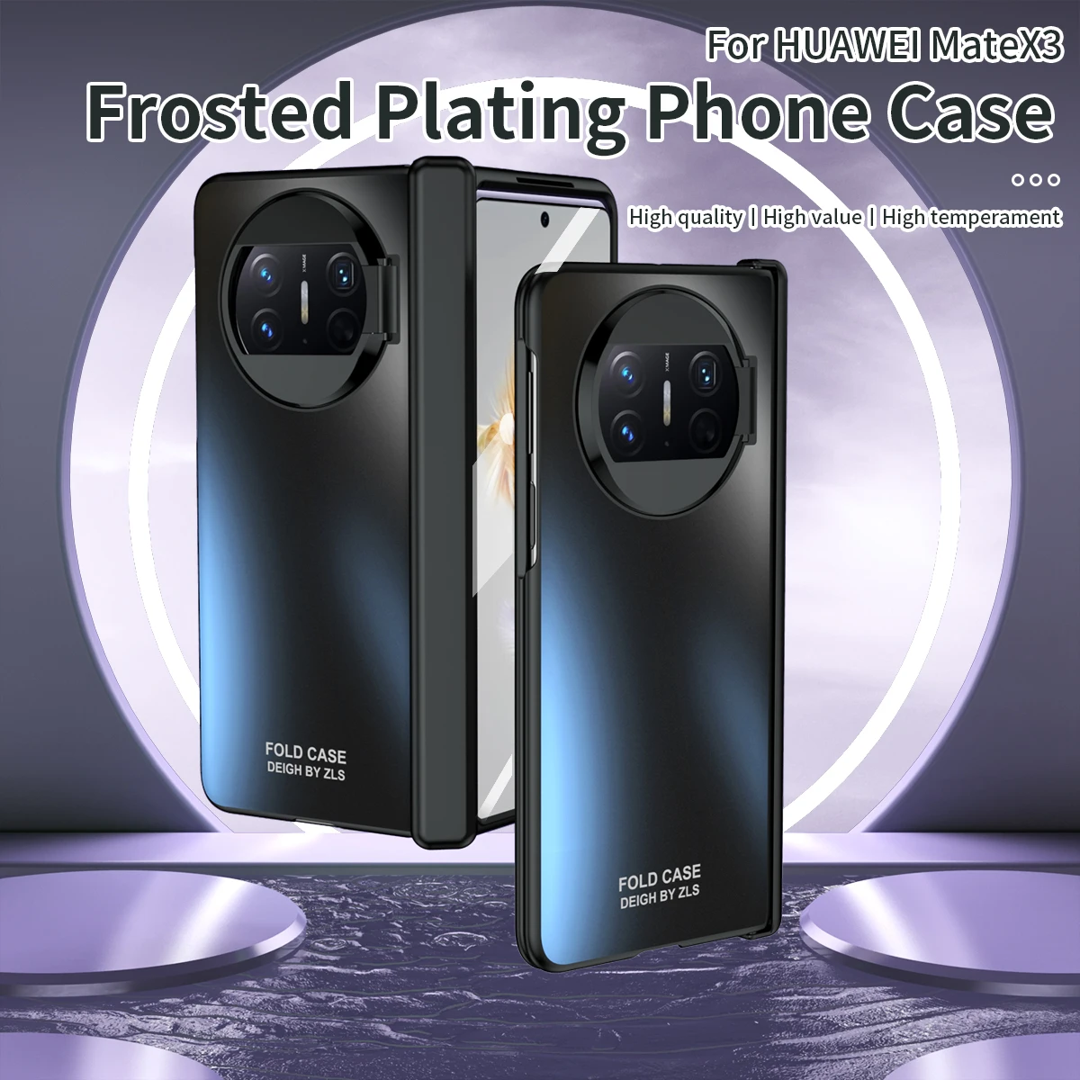 Frosted Plating Phone Case For Huawei Mate X3 Abrasion Resistant, Ultra-light And Ultra-thin Hinge Case With Hidden Bracket