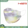 1~4SETS Disposable Adult Mask Printing Fish Shaped Mask Adult Breathable Dustproof Four Layer Protective Safety Mask Health Care 1