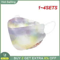 1~4SETS Disposable Adult Mask Printing Fish Shaped Mask Adult Breathable Dustproof Four Layer Protective Safety Mask Health Care 1