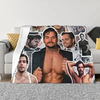 henry cavill photo collage Throw Blanket Soft Plaid halloween blanket 1