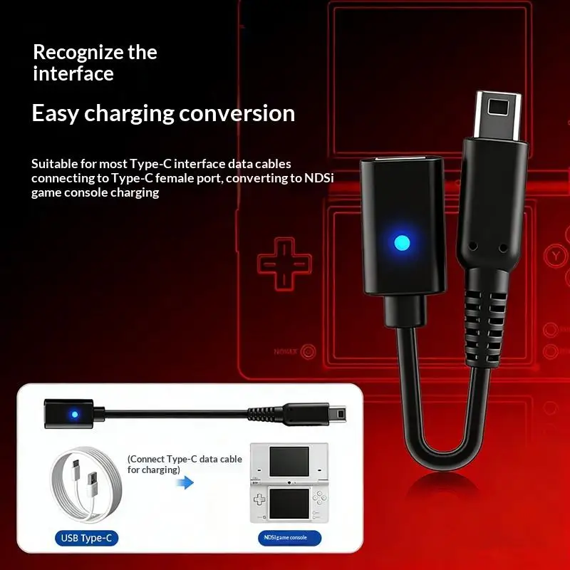 Cavo di alimentazione di tipo C per console 3DS 3DSLL 3DSXL Cavo affidabile per ricarica rapida per controller di gioco USB C - immagine 4