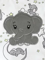 Newborn Baby Boys' Casual Cute Cartoon Elephant Pattern Round Neck Short Sleeve Romper With Shoulder Snaps, Shorts And Hat 4