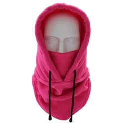 Unisex Polar Fleece Windproof Winter Beanie and Full Face Ski Mask (Rose Red)