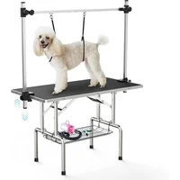 46''Large Dog Grooming Table, Adjustable Cat Drying Desktop with Arms, Nooses, Mesh Tray, Foldable Pet Station at Home 1