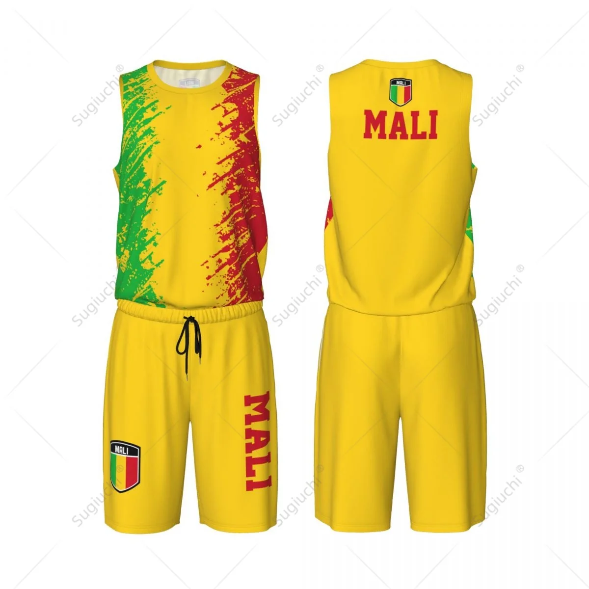 Team-up Mali Flag Grain Men Basketball Jersey Set Shirt & Pants Sleeveless Name Nunber Exclusive