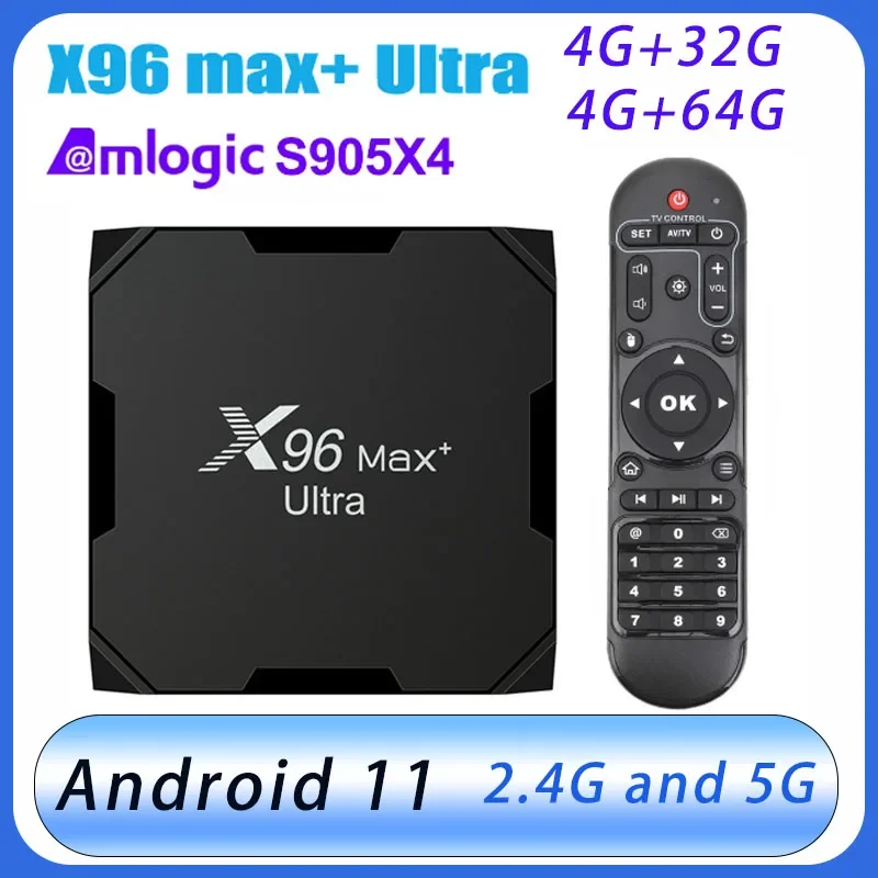 X96Max Plus Ultra TV Box Android 11 Amlogic S905X4 4GB 32GB / 4GB 64GB TVBOX AV1 8K Wifi BT X96 Max Media Player TV Set Top Box for xiaomi x96max plus ultra smart tv box android11 amlogic s905x4 4gb64gb tvbox av1 8k wifi bt x96 max media player set top box