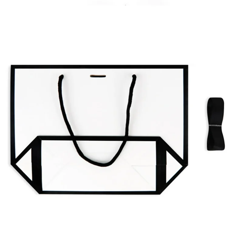 5pcs Ribbon Bow White Pardboard Paper Tote Gift Bags with Handles Shopping Party Wedding Party Birthday Retail Bags