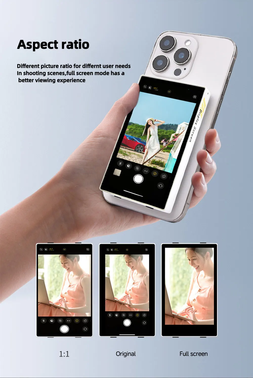 YELANGU TP01 Wireless Monitor Screen Using Phone Rear Camera For Selfie Vlog Liv