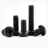 100 ชิ้น/ล็อต Cross Recessed หัวสกรู M1 M1.2 M1.6 M2 M2.5 M3 M4 M6 เหล็กคาร์บอนสีดํา Phillips เครื่องสกรูเกรด 4.8 4