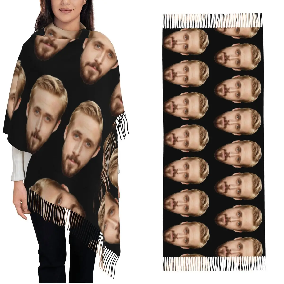 

Ryan Gosling Scarf for Women Warm Winter Pashmina Shawls and Wrap Funny Actor Long Shawl Scarf for Daily Wear