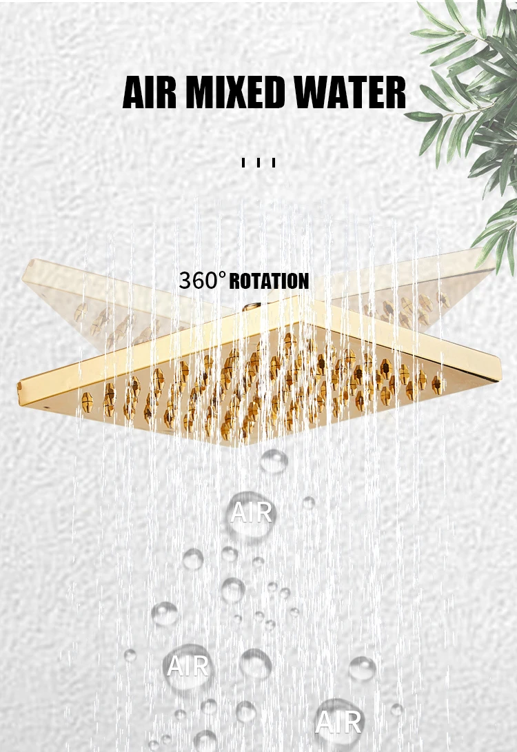 Description Picture 6 of itemLuxury Gold Rain Shower Set Bathroom Hot Cold Thermostatic Mixer Shower System Bathtub Wall Mount SPA Rainfall Large Head Faucet