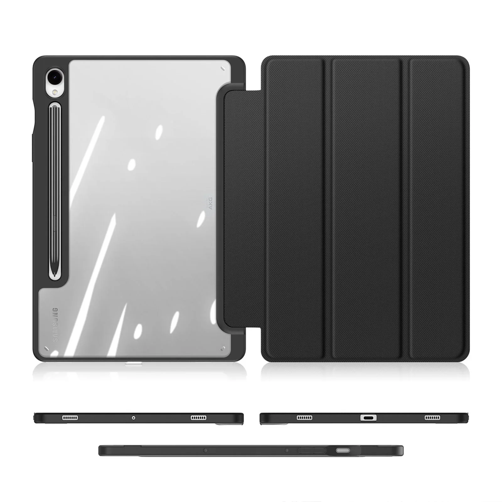 Couro Clássico Smart Stay Back Cover com Pen Groove Capa para Samsung Galaxy Tab s9 fe Plus Acrílico e Tpu - Imagem 4