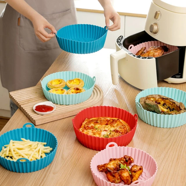 Air Fryer Silicone Pot for Reusable Non-stick Air Fryer Baking Tray Liners  Round Basket Microwave Oven Grill Pan Accessories