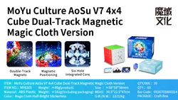 Picube MoYu AoSu V7 Special Edition 4x4 Magic Speed Cube - Magnetic UV Stickerless Puzzle Toy (V7 Dual - Track UV)