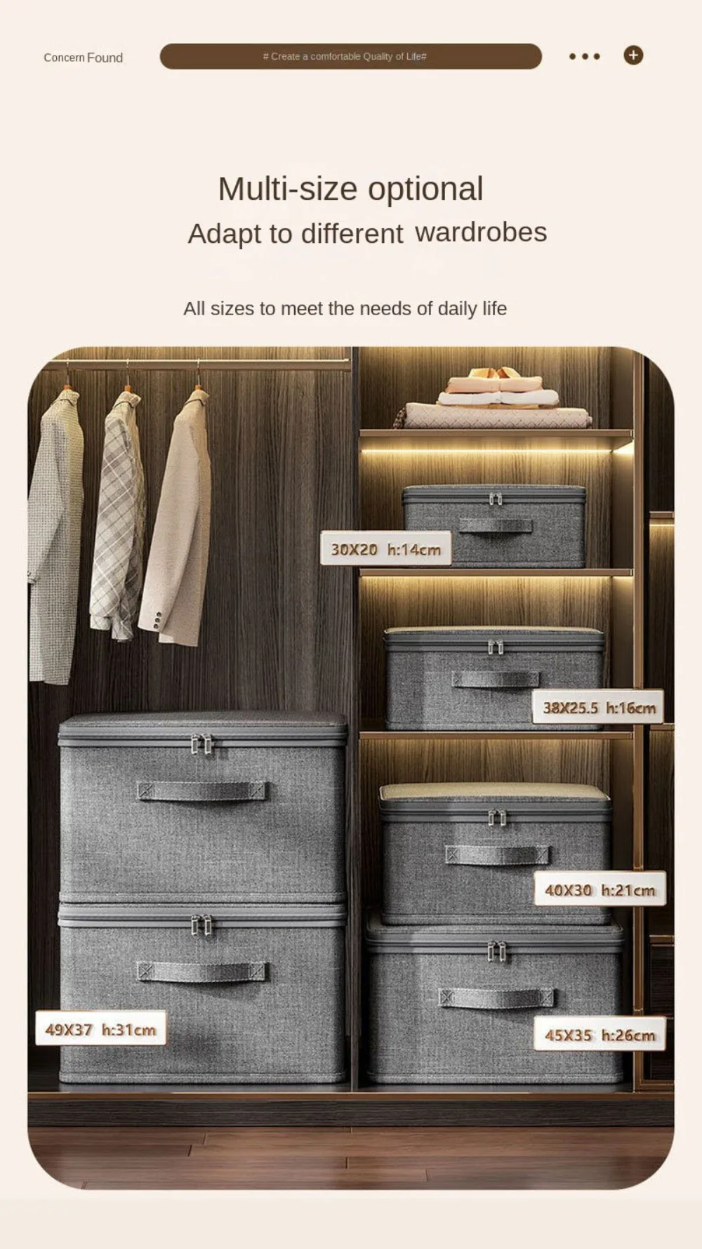 New Grey Clothing Storage Box With Dust Cover Box Home -