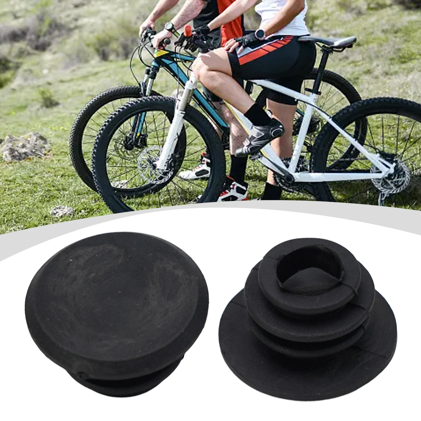 2pc Cycle Road MTB Bike Handlebar End Lock-On Plugs Bar Grips Ca Ps Top Covers Cycling Handlebar Ca Ps Rubber Handle Sleeve Plug