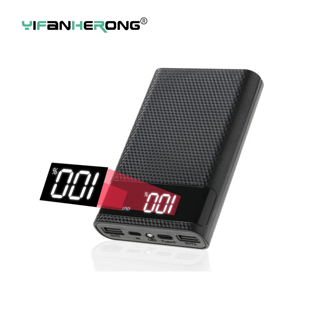 Dual Usb 5V 4*18650 Power Bank Battery Box Tipo C Pd Caricabatterie Rapido Per Telefono Cellulare Custodia Fai Da Te Per Iphone X Samsung S10 Plus