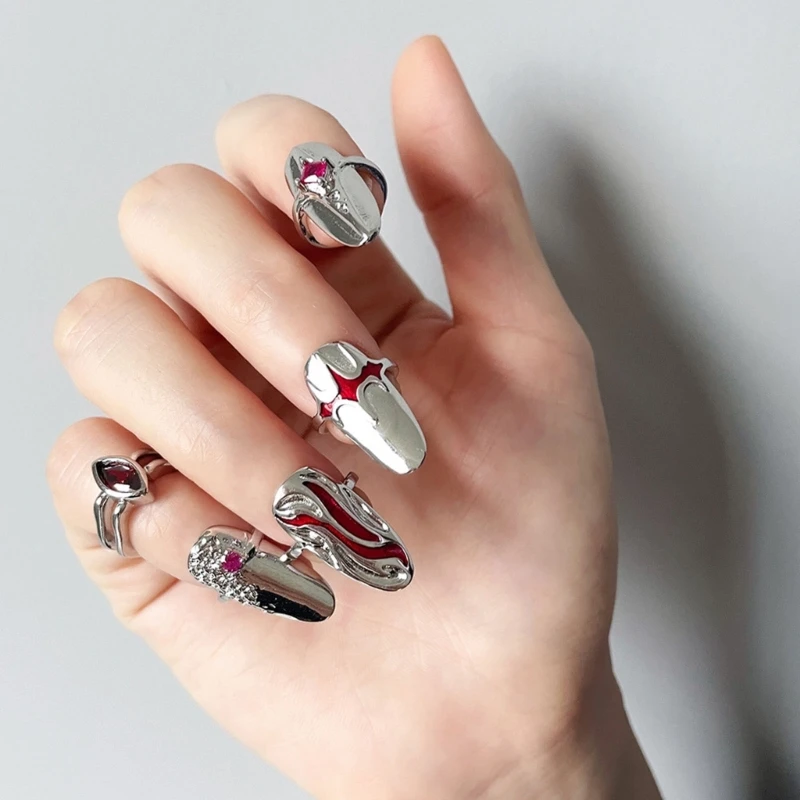 10個イーグルクローネイルアートリング象眼細工フィンガー爪リングd0lc