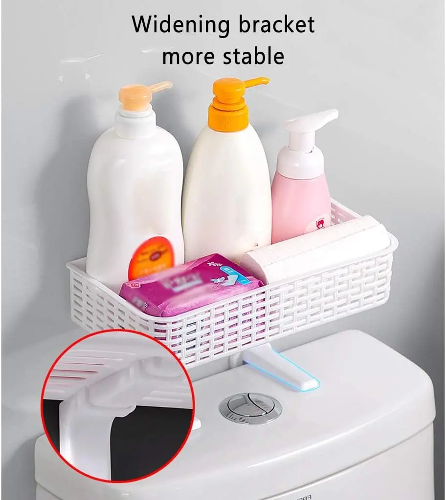 Bathroom Above Over The Toilet Rack No Drill Wall Mounted Shelf Toilet Shelf Organizers Storage Plastic Shower Bath Accessories 4