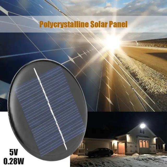 0.28W 5V Round Solar Panel DIY Battery Cell Chargers Mini Solar System Board 1