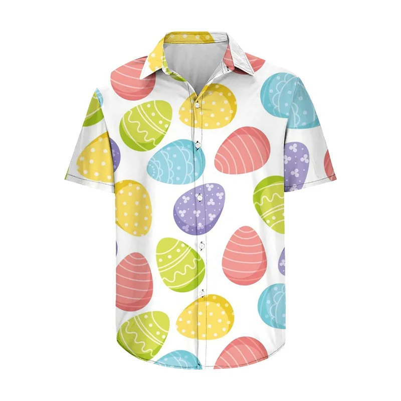 thumbnail image 1 of Camisas hawaianas de Feliz Pascua 2024 para hombre, camisas con botones y estampado de huevos de conejo, camisas casuales de verano para fiestas en la playa, blusas para hombre, 1 of 5