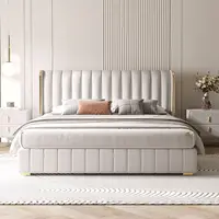 Lit Double Simple violet tissu blanc personnalisé nordique moderne rangement Loft lits chambre 180X200 Cm Letto Matrimoniale meubles 3