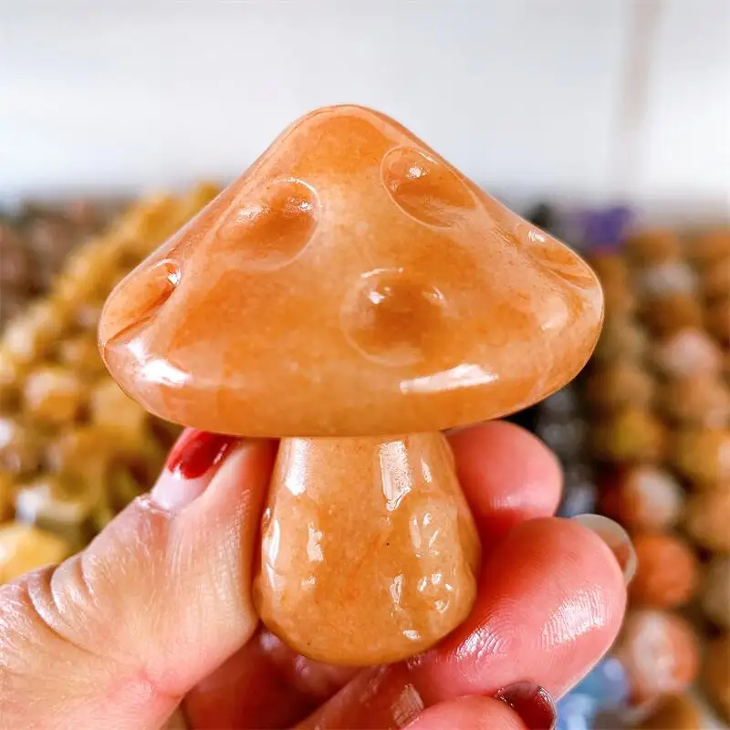 

Natural Crystal Jade Sun Stone Mushroom Crystal Carving Polished Gemstone Reiki Healing Home Decoration Gift 1pcs