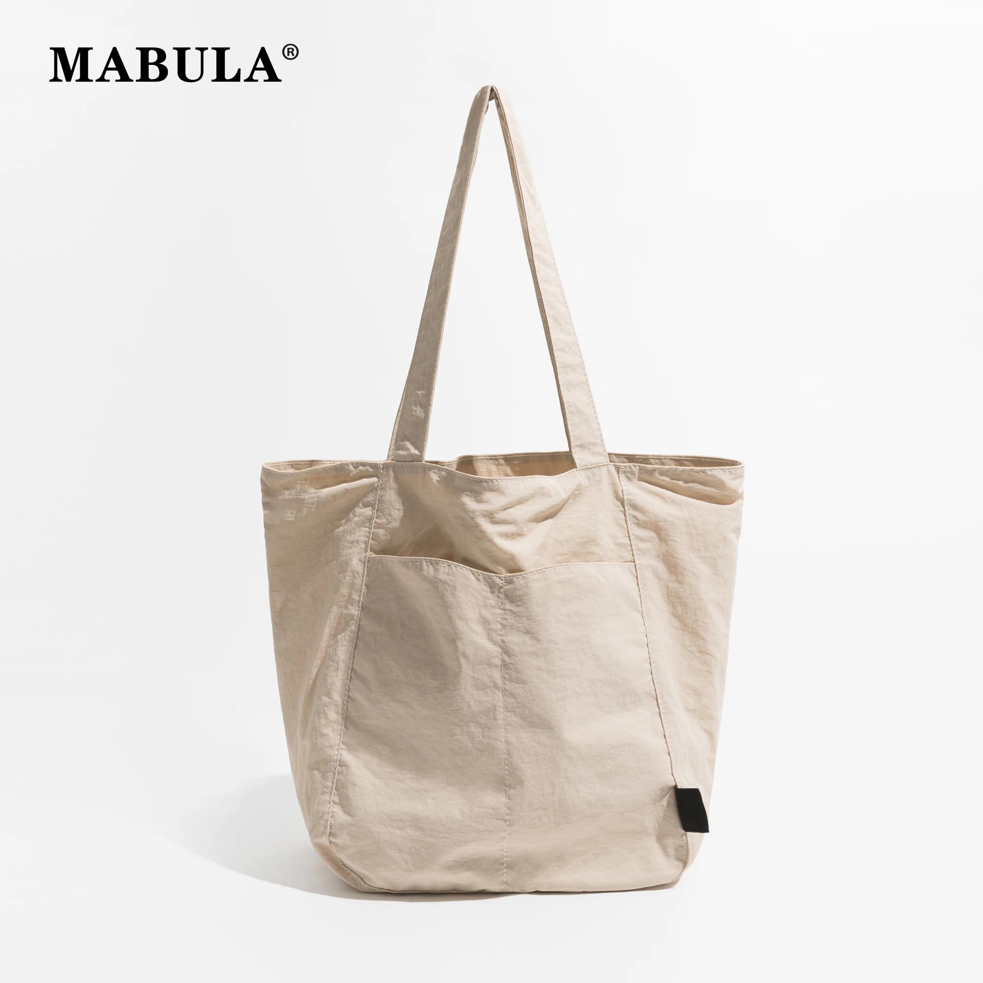

Повседневная женская сумка MABULA через плечо, однотонные вместительные сумки-тоуты, моющиеся холщовые женские сумки, простой дизайн, однотонные